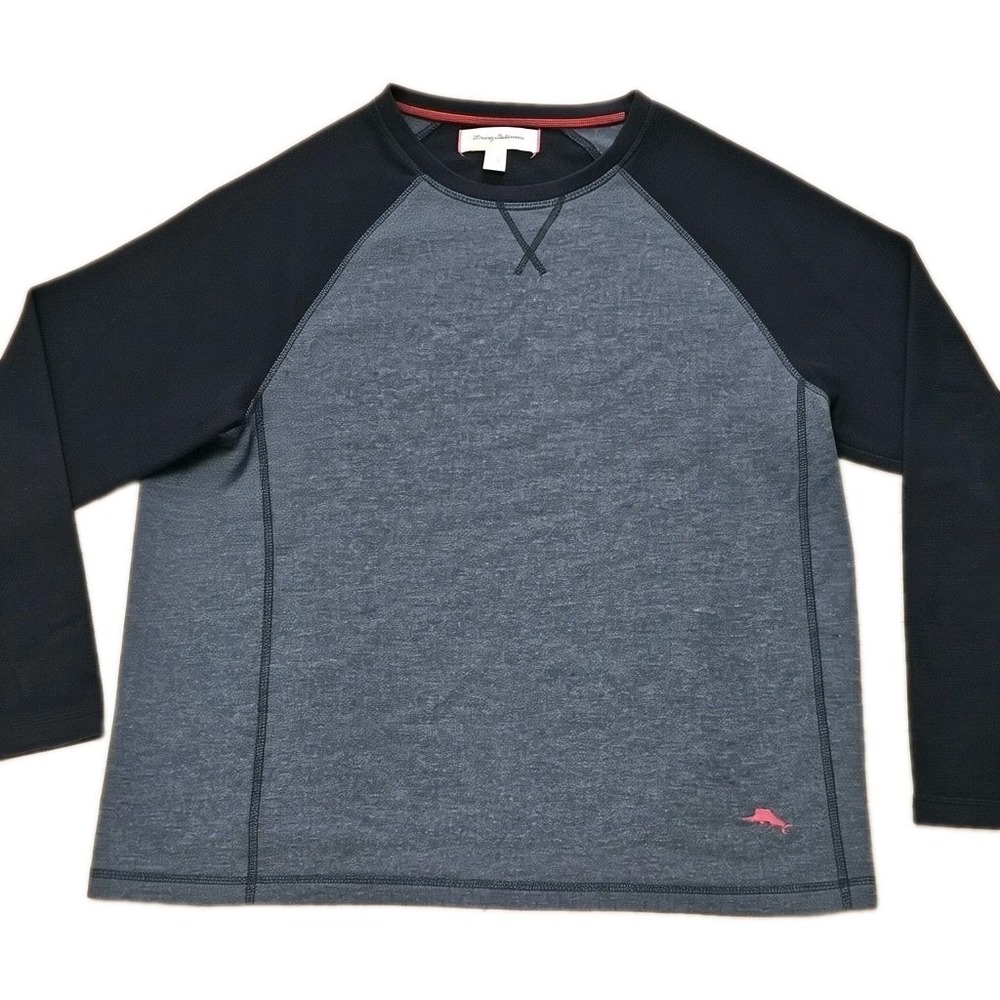 Tommy Bahama Shirt Adult Large Black Gray Soft L Long Sleeve Mens Polo Casual